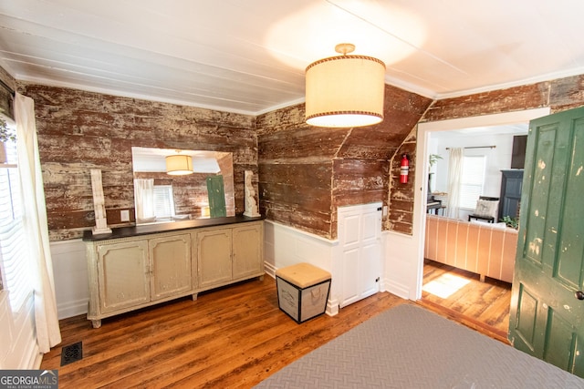 1651 Mergendollar Rd, Good Hope, GA 30641 - unfurnished dining area featuring visible vents, wood-type flooring, and lofted ceiling