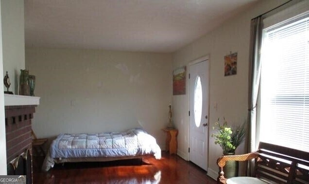 bedroom with a fireplace