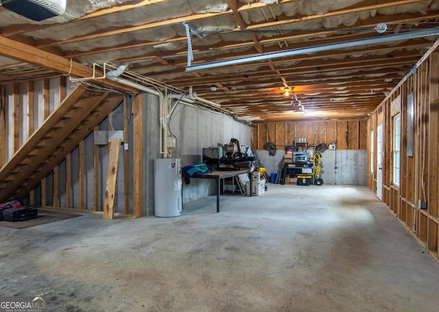 basement with electric water heater