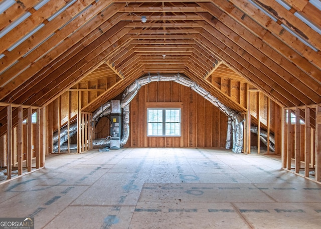 attic with heating unit