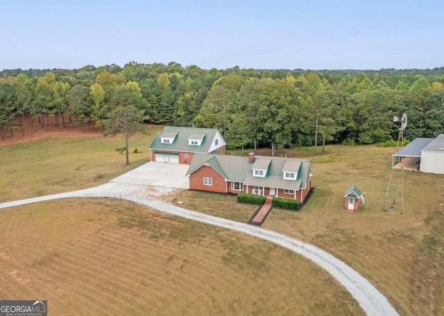 bird's eye view with a rural view