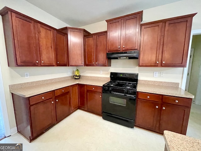 kitchen featuring black range with gas cooktop