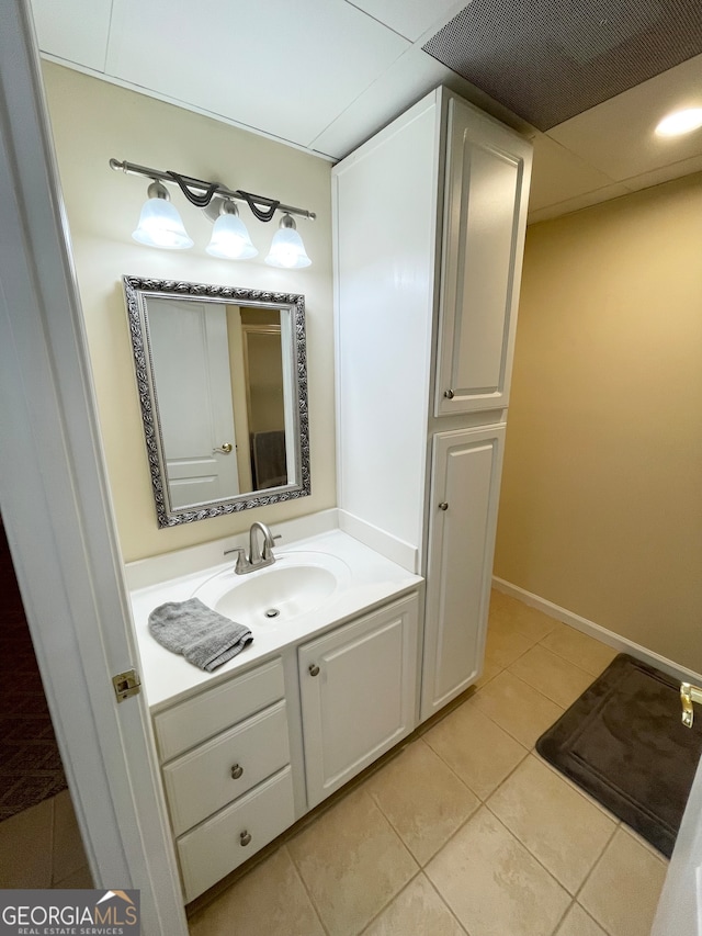 bathroom featuring vanity and tile patterned floors