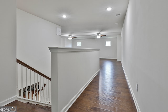 hall featuring dark wood-type flooring