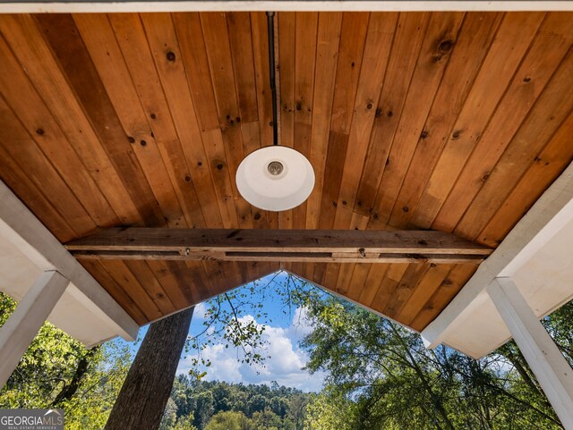 details featuring beam ceiling and wooden ceiling