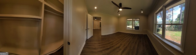 interior space with dark hardwood / wood-style flooring