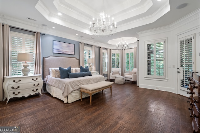 bedroom featuring crown molding and multiple windows