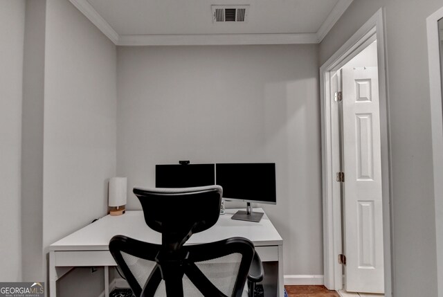 office featuring ornamental molding