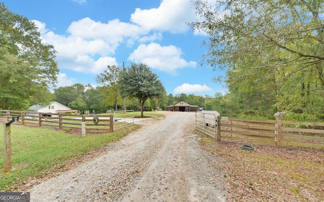 view of street with a rural view