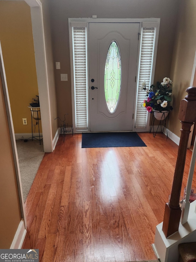 entryway featuring hardwood / wood-style flooring