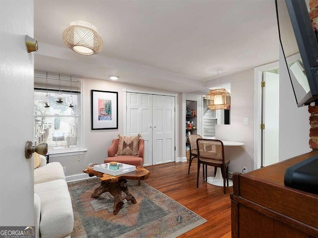 interior space featuring dark wood-type flooring