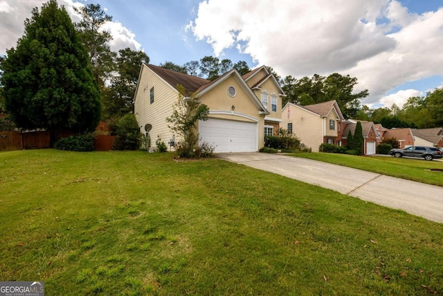 view of front facade with a front lawn