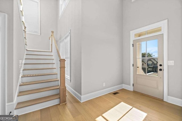 foyer entrance featuring light hardwood / wood-style flooring