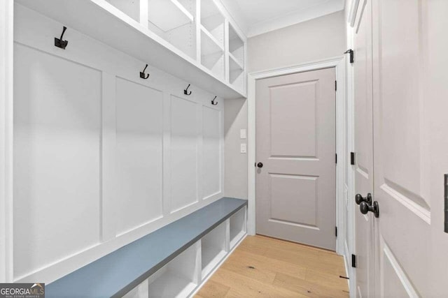 mudroom featuring light wood-type flooring