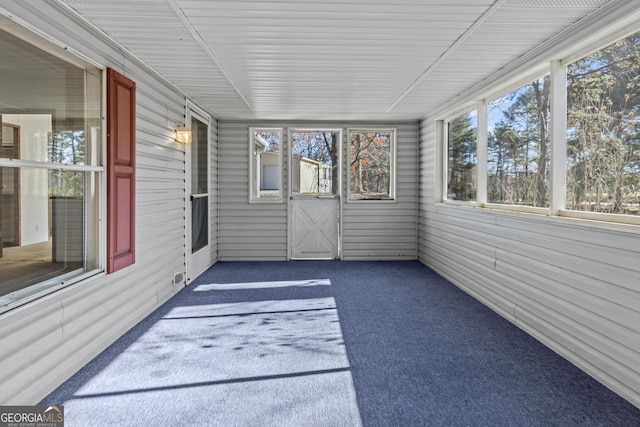 view of unfurnished sunroom