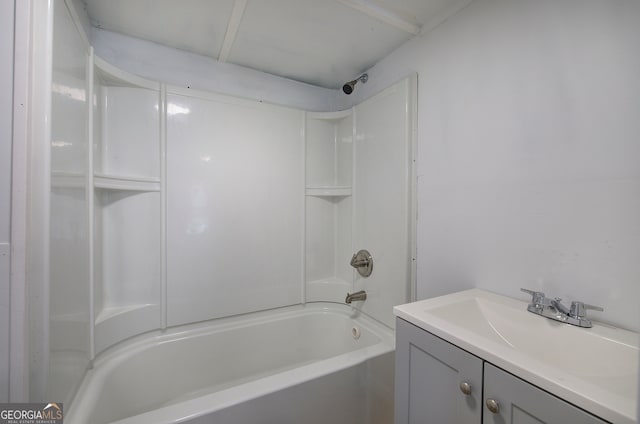 bathroom featuring shower / bath combination and vanity