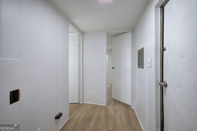 corridor featuring light wood-type flooring