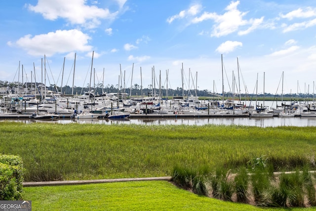 exterior space featuring a water view