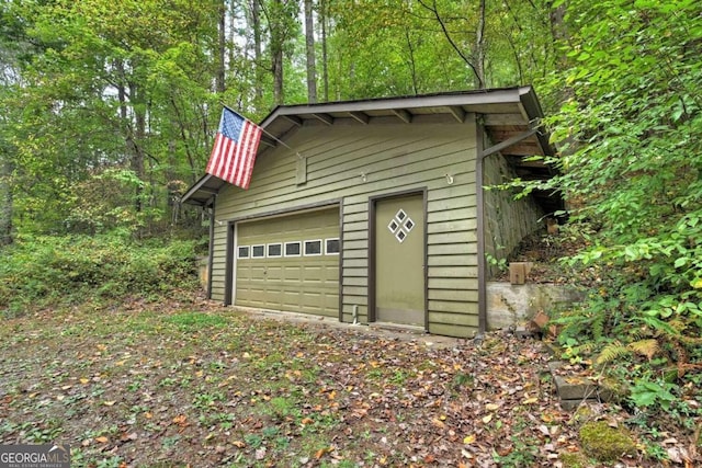 garage with wooden walls