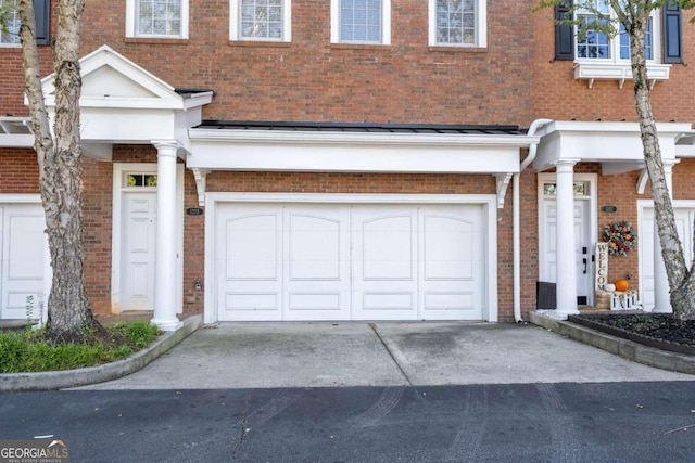 exterior space featuring a garage