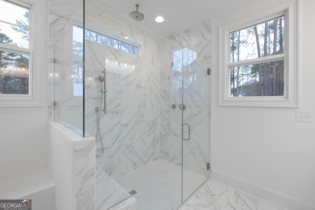 bathroom featuring walk in shower