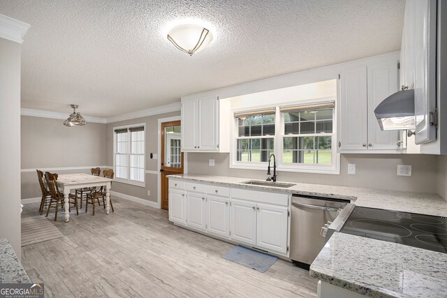 kitchen featuring appliances with stainless steel finishes, white cabinets, a healthy amount of sunlight, and sink