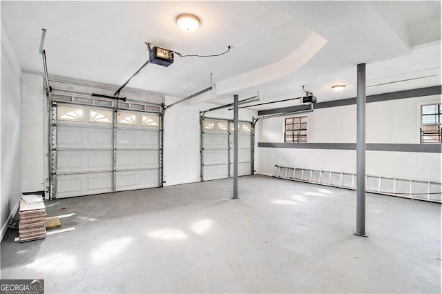 garage with a garage door opener