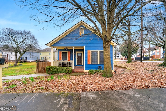 bungalow-style home with a porch