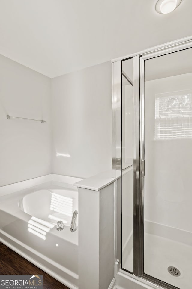 bathroom with plus walk in shower