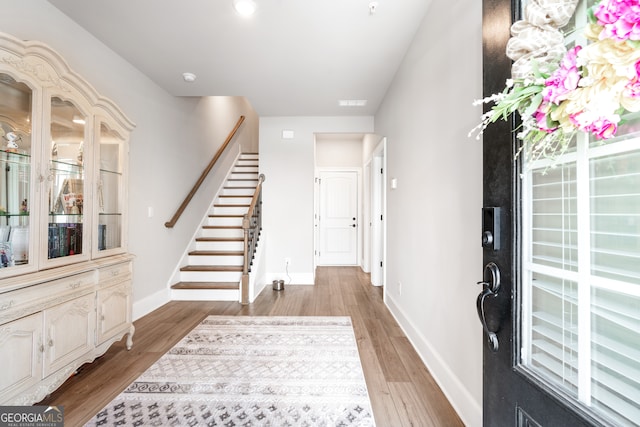 foyer featuring wood-type flooring