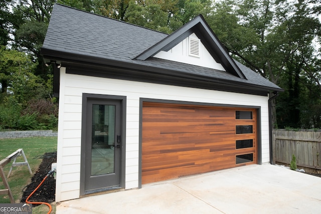 garage with wooden walls