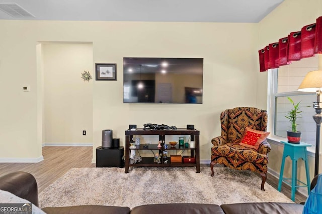 living room featuring wood-type flooring