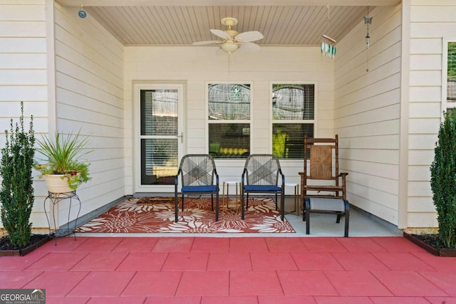 view of patio / terrace featuring ceiling fan