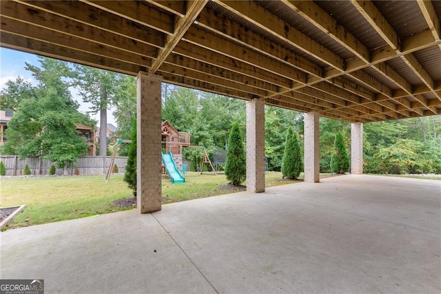 view of patio with a playground