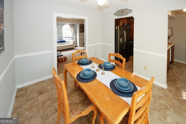 dining area featuring ceiling fan