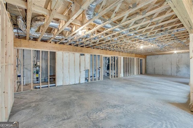 basement featuring water heater