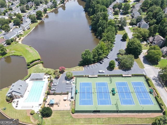 bird's eye view featuring a water view