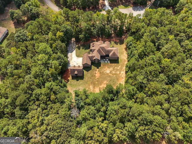 aerial view with a forest view