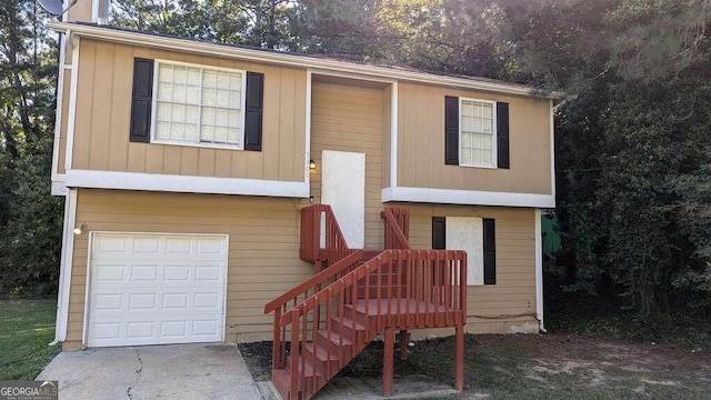 split foyer home featuring a garage