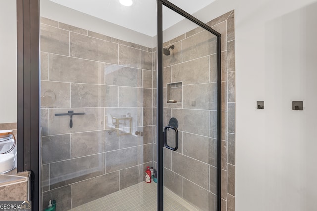 bathroom featuring walk in shower