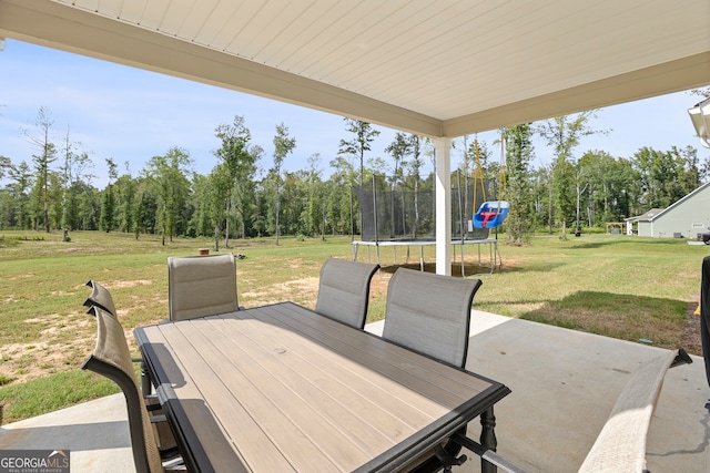 view of patio / terrace with a trampoline