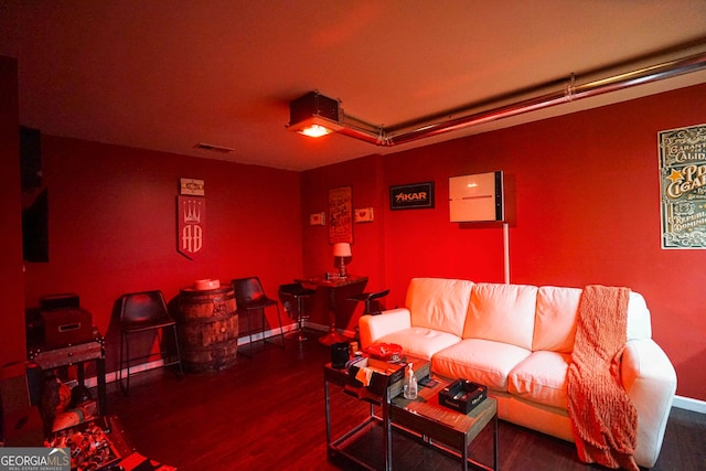 living room featuring dark hardwood / wood-style floors