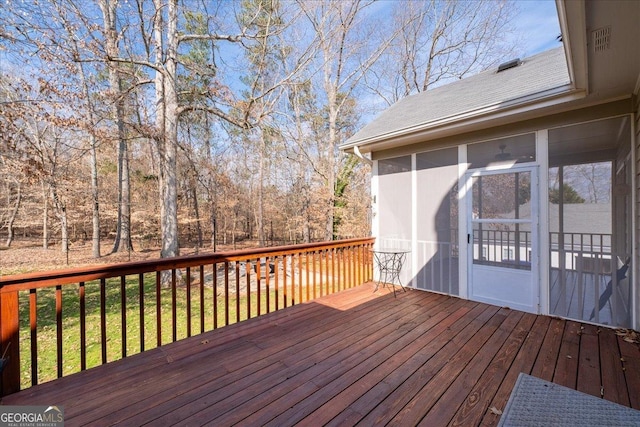 deck featuring a sunroom