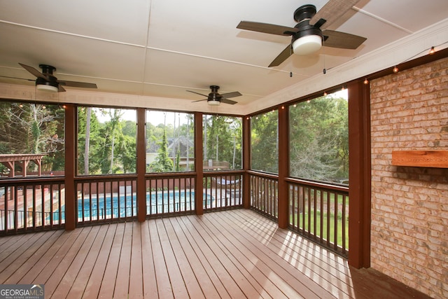 view of unfurnished sunroom