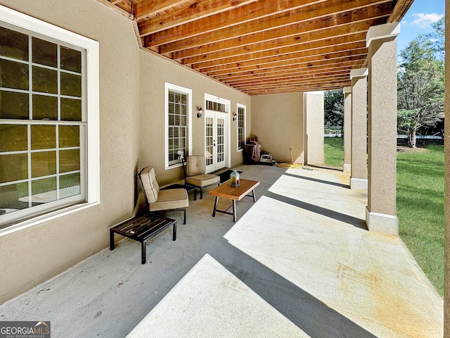 view of patio / terrace featuring french doors