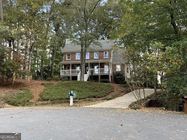 view of front of property with covered porch