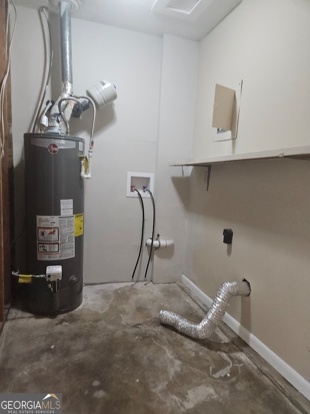 utility room featuring water heater