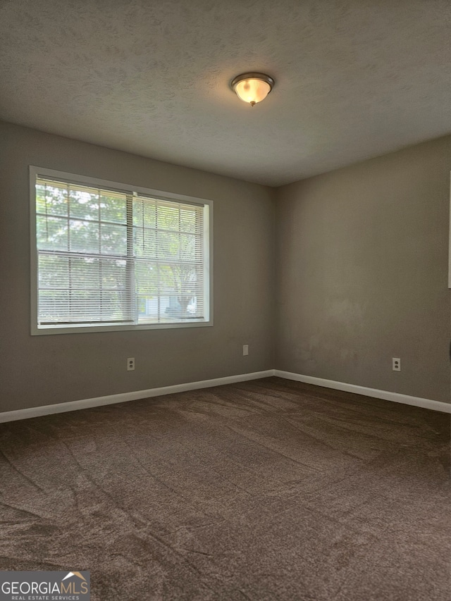 unfurnished room featuring carpet floors, a healthy amount of sunlight, and a textured ceiling