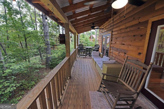 deck featuring ceiling fan