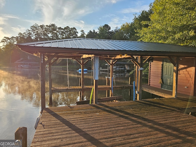 dock area featuring a water view